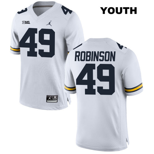 Youth NCAA Michigan Wolverines Andrew Robinson #49 White Jordan Brand Authentic Stitched Football College Jersey PV25J00JQ